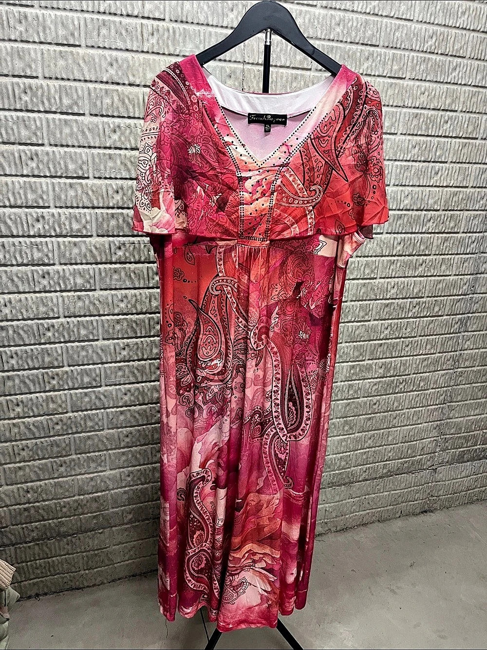 French Bazaar Paisley Maxi Dress in Pink & Red Like New